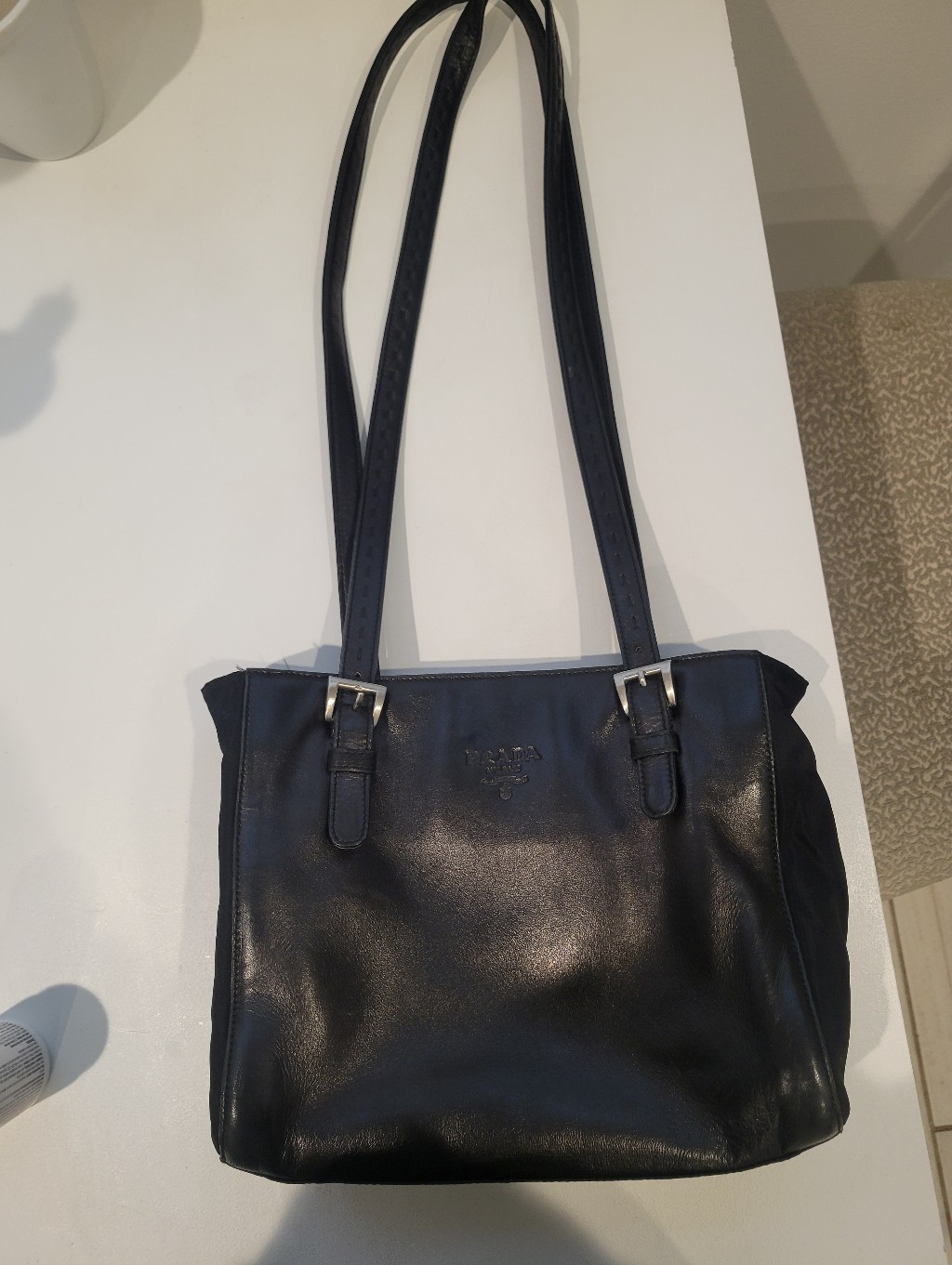 Authentic Vintage Prada Leather Shoulder Bag Quiet Luxury Y2k Minimalist 90s